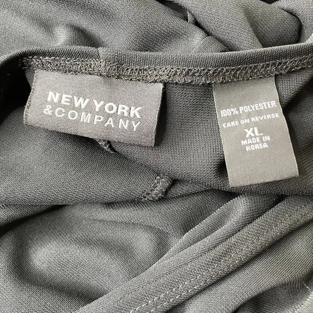 New York & Company Corporate Goth Faux Wrap Buckle Dress Black XL